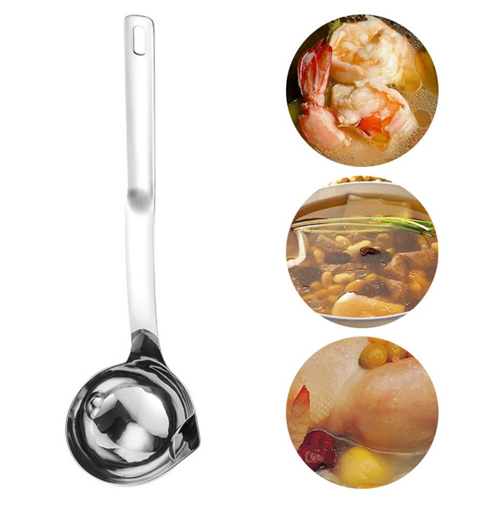 Oil Soup Separating Spoon Stainless Steel Durable Grease Filtering Cooking Spoon With Convenient Handle