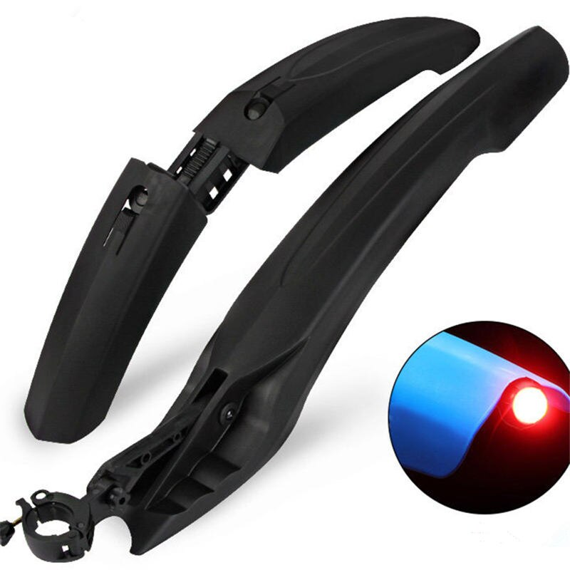 Guardabarros para bicicleta con luz trasera LED, ajustable, 5 colores, fácil de instalar: black