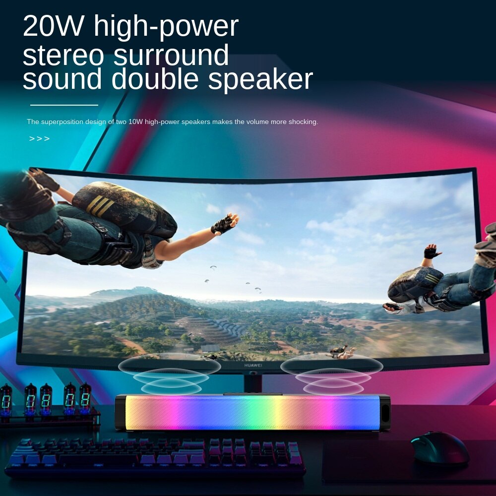 Orsda Speaker Tv Stereo Soundbar Aux 3.5Mm Wired BT5.0 Bluetooth Speakers Usb Draadloze Audio Home Theater Afstandsbediening Rrg 20W