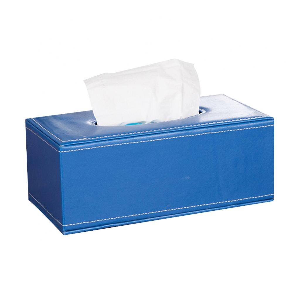 Household Faux Leather Tissue Box Car Tissue Paper Holder Storage Case Hotel Restaurant Paper Towel Dispenser: Blue Large