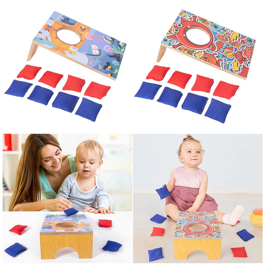 Jeu de lancer de sac de sable en bois pour parents et enfants, pour l&#39;intérieur et l&#39;extérieur, avec 8 sacs de sable
