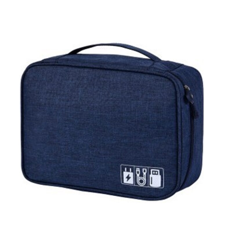 Wobag Polyester Mens Travel Electronic Accessories Travel Bag Organizer For Date Line SD Card USB Cable Digital Device Bag: Navy