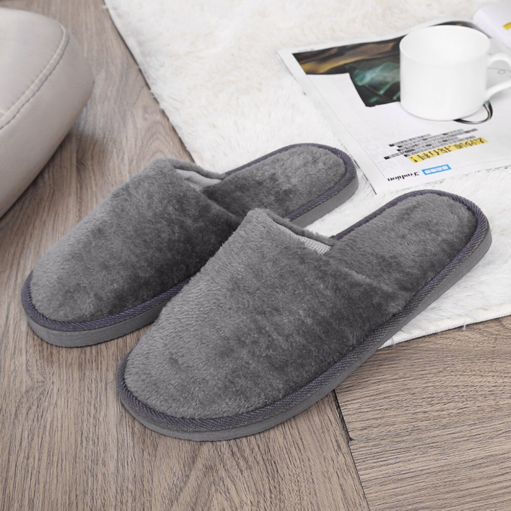 Platte Schoenen Flop Slip-On Mannen Thuis Pluche Zachte Slippers Binnenshuis Anti-Slip Winter Floor Slaapkamer Schoenen Winter warm Katoen Slippers # S