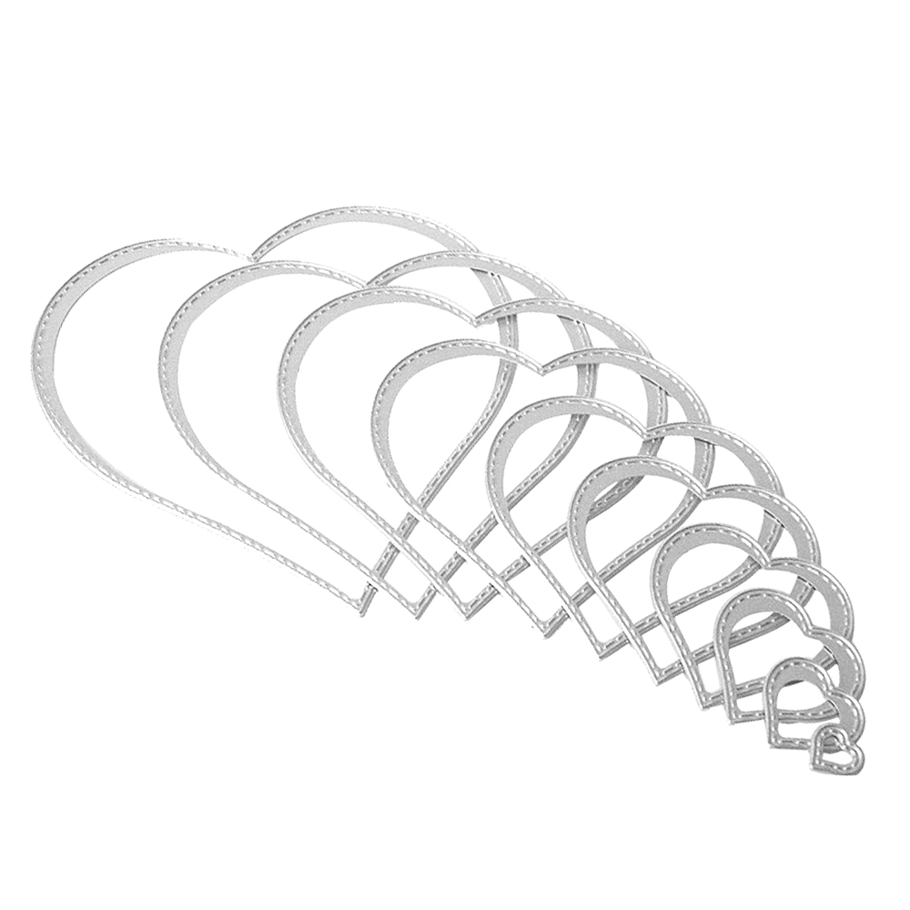 10PCS Assorted Size Metal Carbon Steel Love Heart Embossing Cutting Dies Stencil Templates for DIY Scrapbooking Album Paper Card