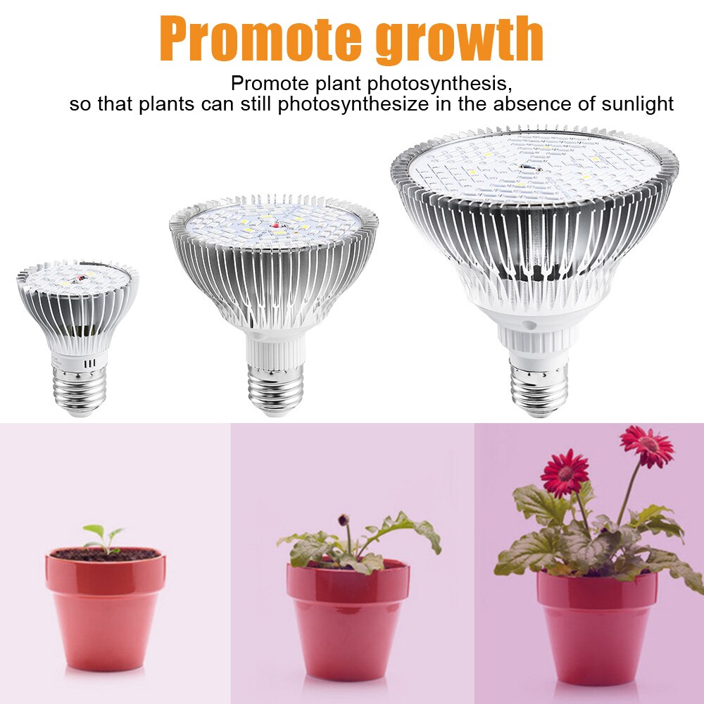 LED Grow Light E14/ E26/ E27 Full Spectrum Plant Lamps Bulb For Hydroponics Plants Flower Seed Starting Indoor 30W/50W/80W/100W