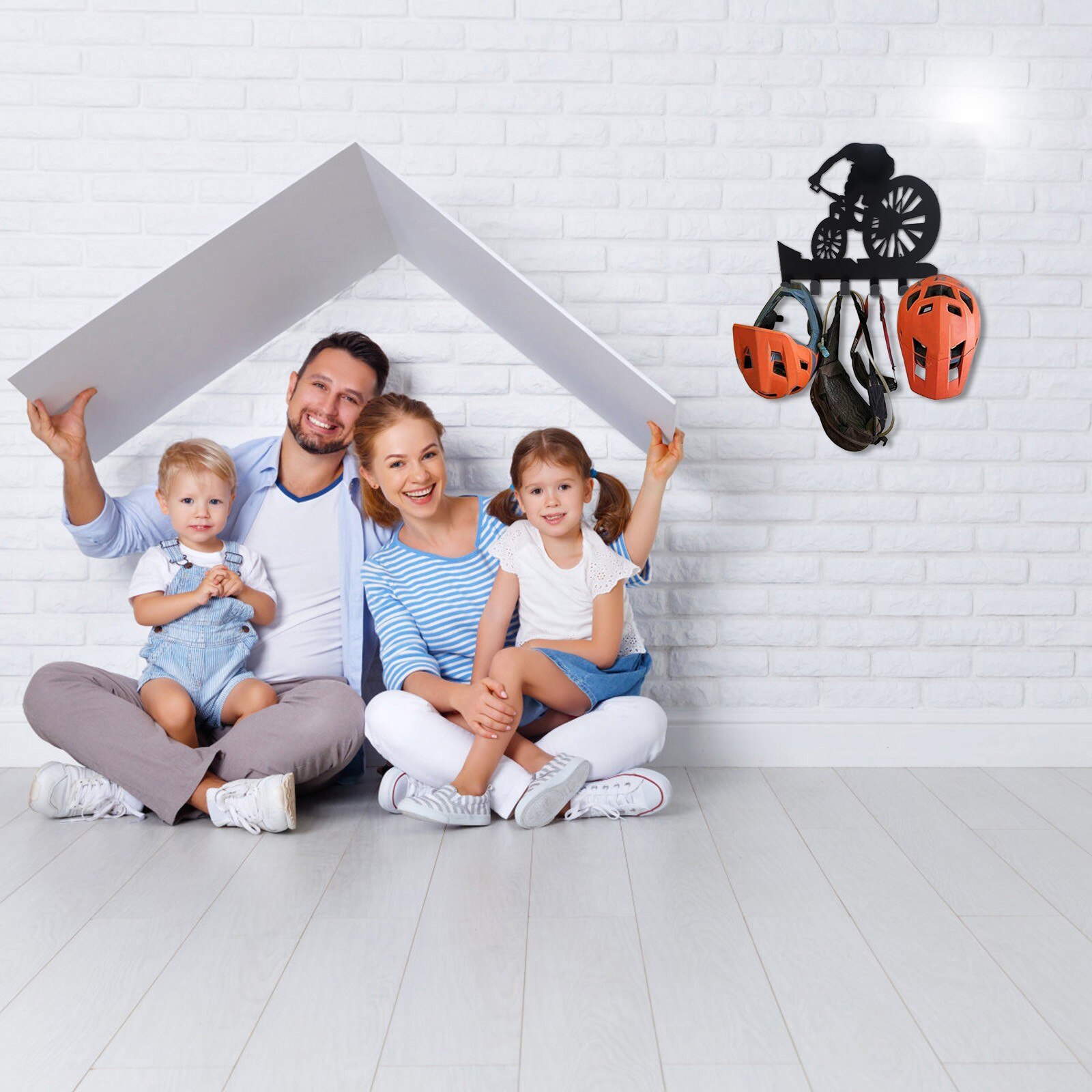 Mountain Bike Gear Rack Metal Wall Decor Mountain Biking Wall Art Bicycle Art Silhouette Wall Sticker Carved Rack