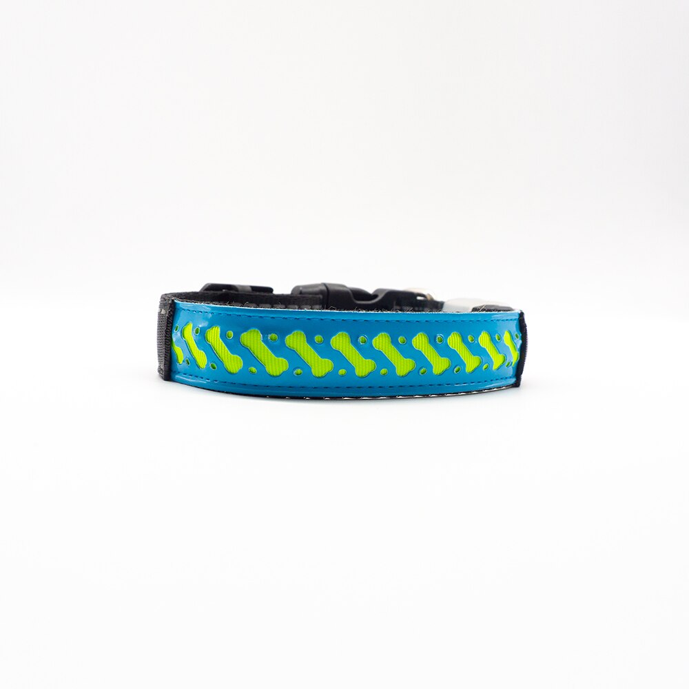 Självlysande mönster halsband för hundar halsband cool usb laddning led hund halsband anti-lost halsband roliga husdjur produkter: Mönster 1 / M hals 38-48 cm