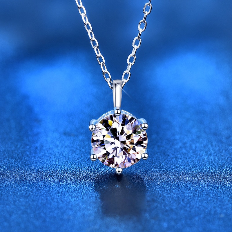 Colgante de diamante de moissanita para mujer, collares de plata de ley 925 para mujer, de boda, joyería de plata con certificación