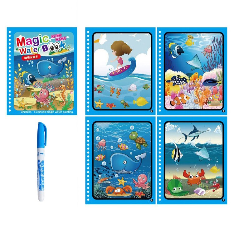 35 Style Montessori Set da disegno per giocattoli per bambini colorazione riutilizzabile libro magico per acqua tavolo da pittura per Doodle educativo precoce sensoriale: Cielo Blu