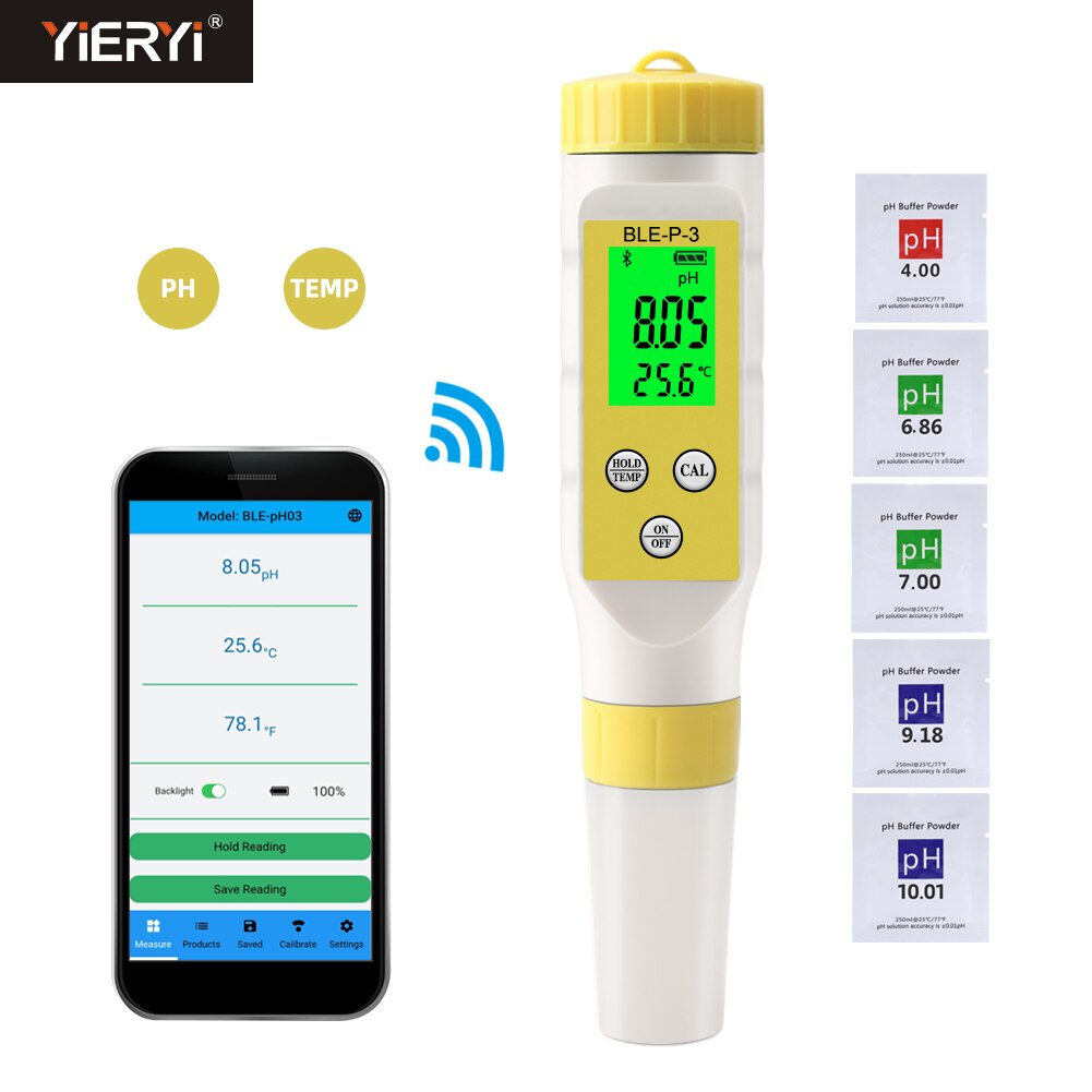 Hoge Precisie Temp Ph Meter Blue Tooth Online Monitor Drinkwater Zuurgraad Tester App Controle Voor Laboratorium Aquarium