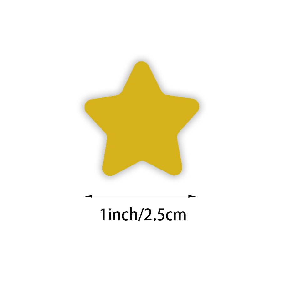 Rouleau d'autocollants étoiles à cinq points, 500 pièces, différentes couleurs, étiquette de récompense pour enfants, papeterie faite à la main, DIY bricolage: goldenrod