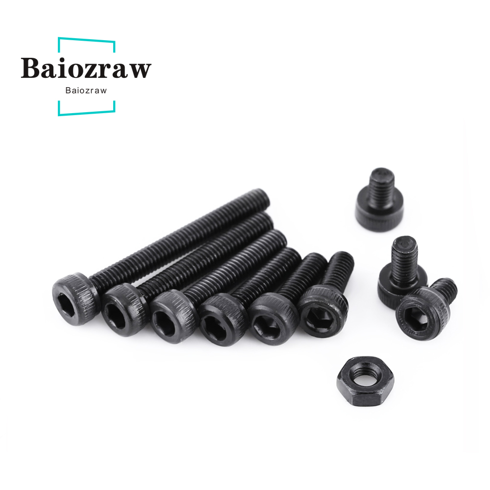 3D Printer Screw 280 pcs M3 Cap Head Hex Socket Bolt Screw Nut DIN912 Black Steel l Hexagon Cylinder Bolt Kits