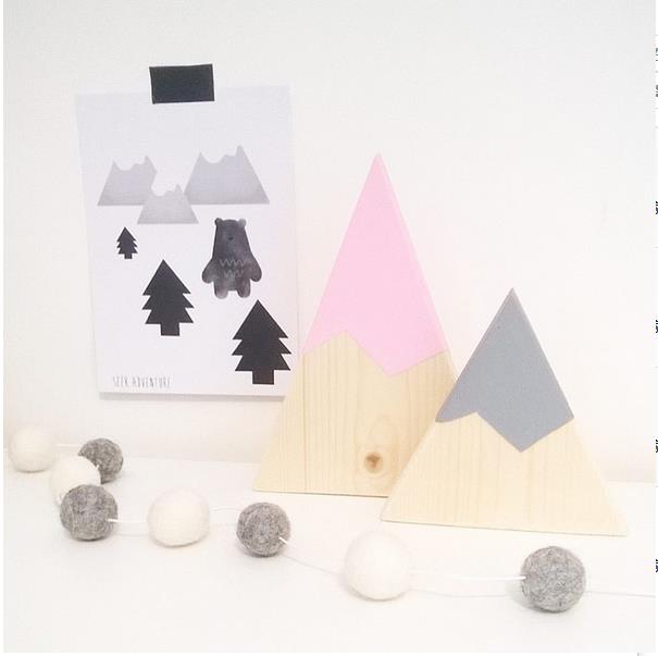 Ins nordisk top skov træ bjerg dekorative håndlavede bogstøtter træklodser ornamenter børn legetøj fotografering rekvisitter hjemmeindretning: B stil