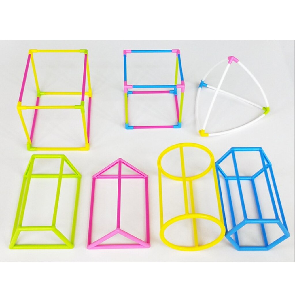3d byggesæt med geometrisk form m / boks til undervisningshjælpemidler til matematik til børn