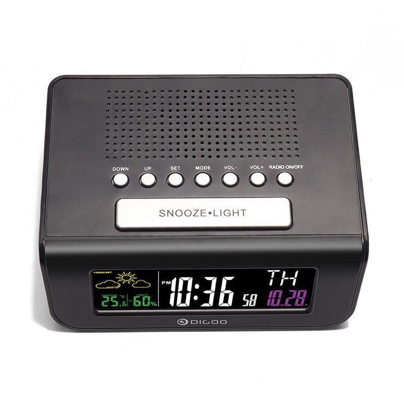 Digoo DG FR100 Smart Set Draadloze Digitale Wekker Weerstation Sensor Klok met FM Radio Klok
