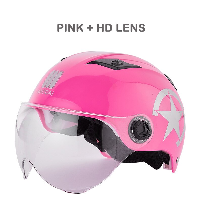 GOPLUS moto casques cyclisme vélo électrique casque Motocross demi casque lentille visières hommes femmes Scooter moto casque: pink hd