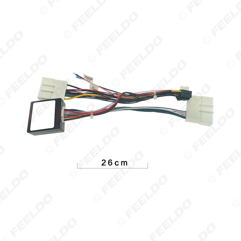 FEELDO – lecteur DVD Audio de voiture 16 broches, adaptateur de puissance Calbe avec boîte Canbus pour Renault Clio 4/Captur 16-17, prise stéréo, faisceau de câbles