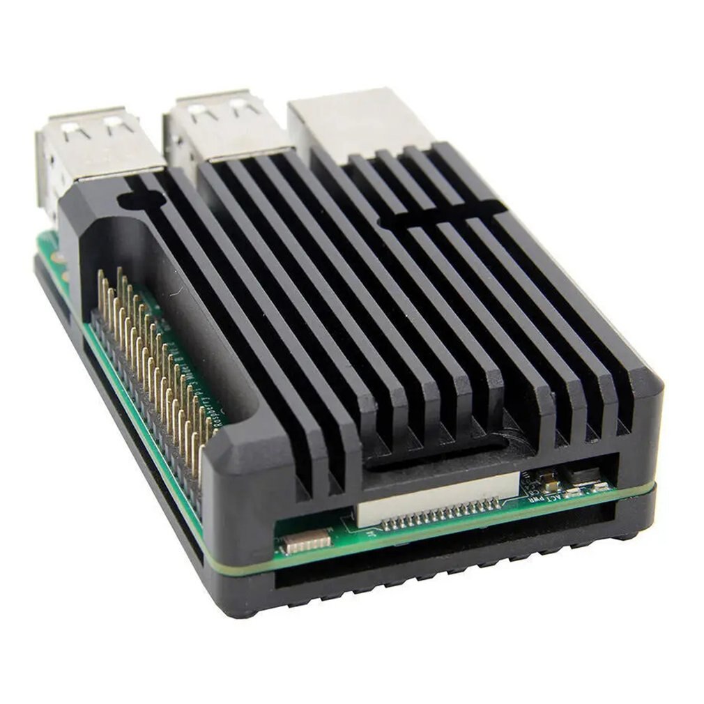Raspberry Pi 4/3 Aluminum Case with Dual Cooling Fan Metal Shell Black Enclosure for RPI Raspberry Pi 4B/3B/3B+