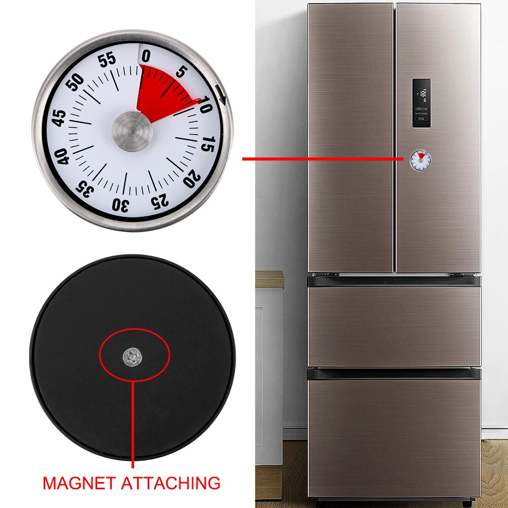 Kitchen Timer Time Reminder 60 Minutes Magnet Round Shape Kitchen Tools Countdown Alarm Reminder Mechanical Cooking Timer