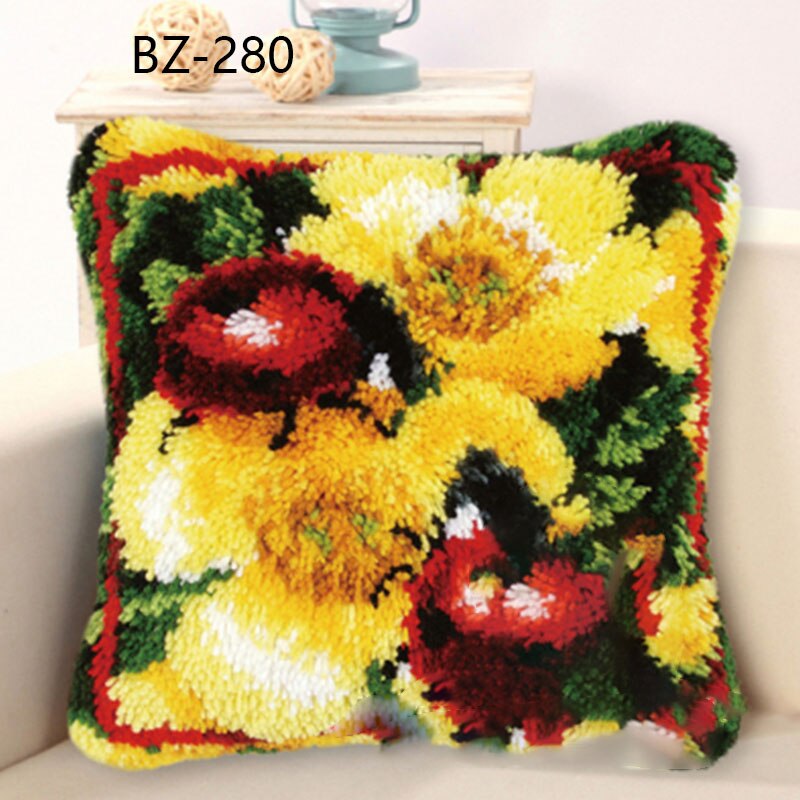 Latch Hook Animal Series 3D Segment Embroidery Pillow DIY Wool Latch Hook Kits Handcraft Carpet Embroidery Supplies: BZ-280 / 43x43cm