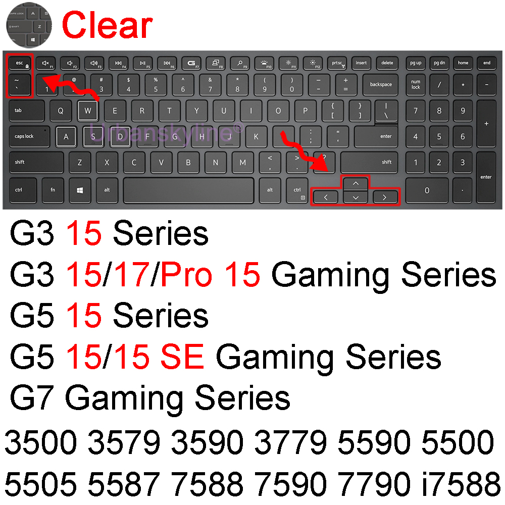 G3 Keyboard Cover for Dell G7 G15 Gaming G5 SE Pro 15 17 5587 7500 7588 7590 7700 7790 Laptop Protector Skin Case Silicone 15.6: Clear G3 G5 G7
