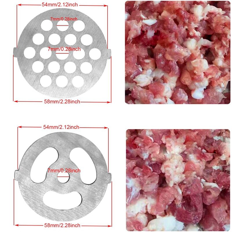 5 Piece Stainless Steel Meat Grinder Plates Discs for Food Chopper and Meat Grinder Machinery Parts