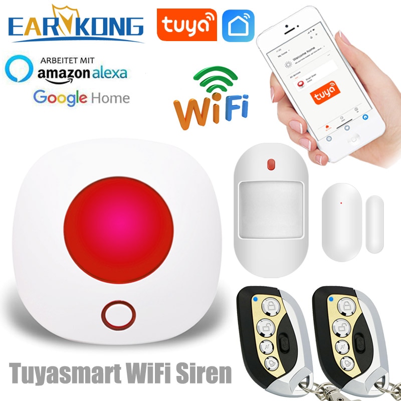 Tuyasmart wifi kodin murtohälytinjärjestelmä 433 mhz langaton strobo sireeni kodin hälytys smart life / tuyasmart / alexa / google home -sovellus