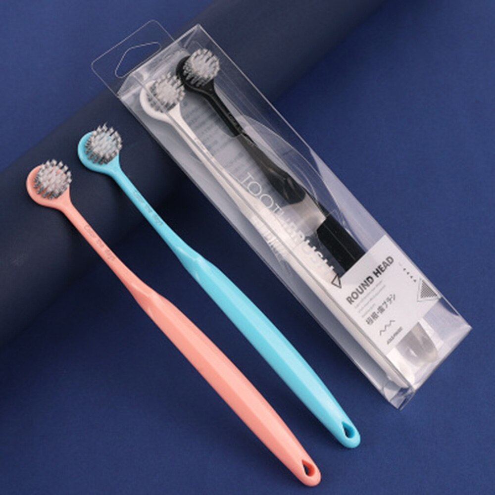 1sets Soft bristle Couple Toothbrush Round Head Brush antibacterial Adults Toothbrush Dental Care Cleaning Teeth