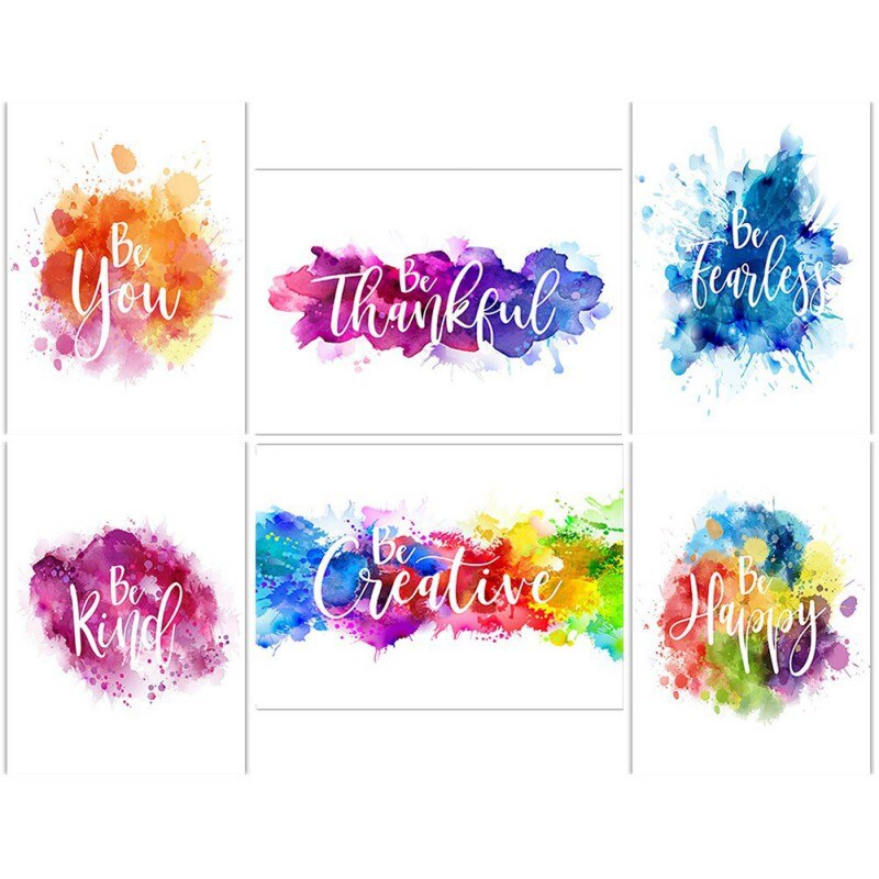 Aquarel Moderne Minimalistische Slogan Kantoor Decoratie Schilderen Frameloze Engels Motto Inspirerend Poster Decor ·