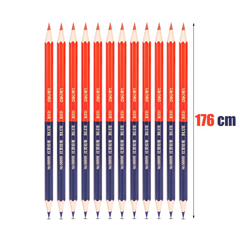 Skrivepapir 12 stk rød og blå dobbelthode blyant hb myk bly trefarget blyant til håndbyggere snekkere verktøymerke: misligholde tittel