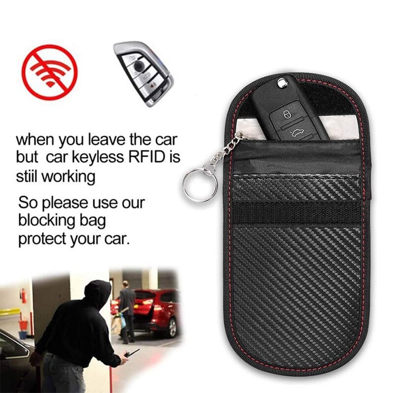 Car Key Carbon Fiber Case Security Protection Pouch Faraday Bag Key Fob Bags Car Key Signal Blocking Car RFID Anti-Theft Pouch