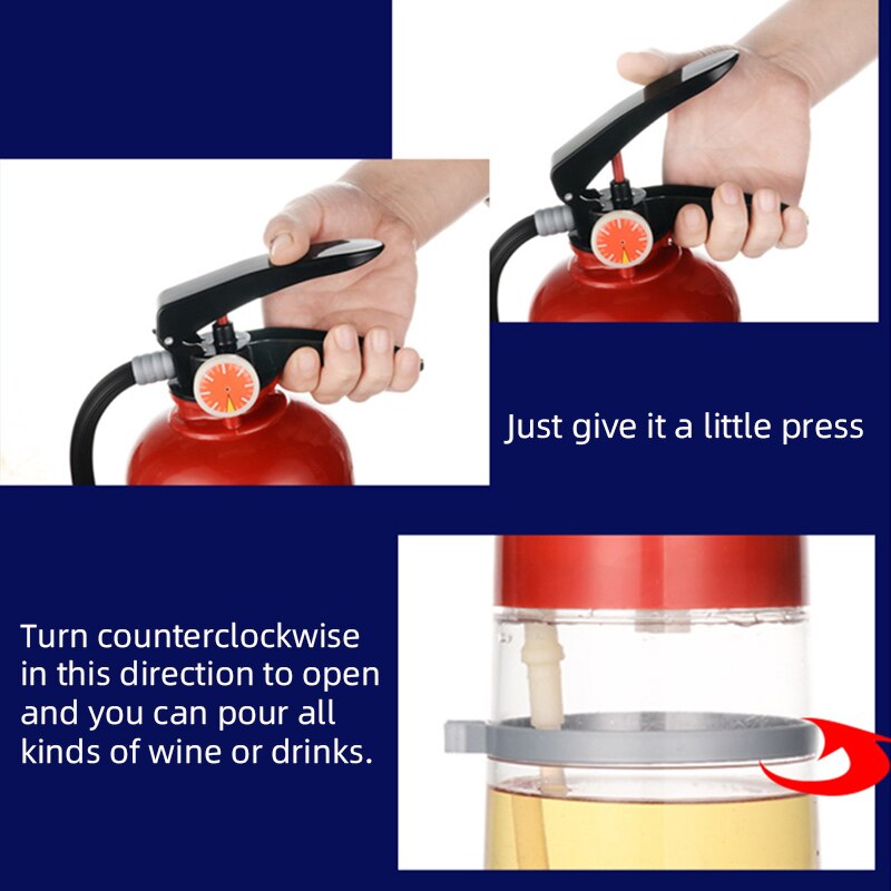 2L Fire Extinguisher Pourer Wine Drink Dispenser Party Water Beer Dispenser Bar Tools Accessories Beer Barrels Beverage Liquor