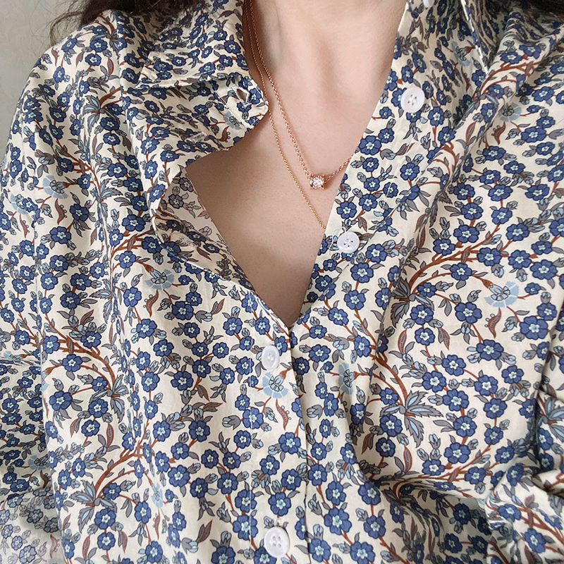 Camisas de manga larga con estampado Floral para mujer, blusas informales holgadas, botones elegantes Y2K, coreana, primavera y otoño, novedad