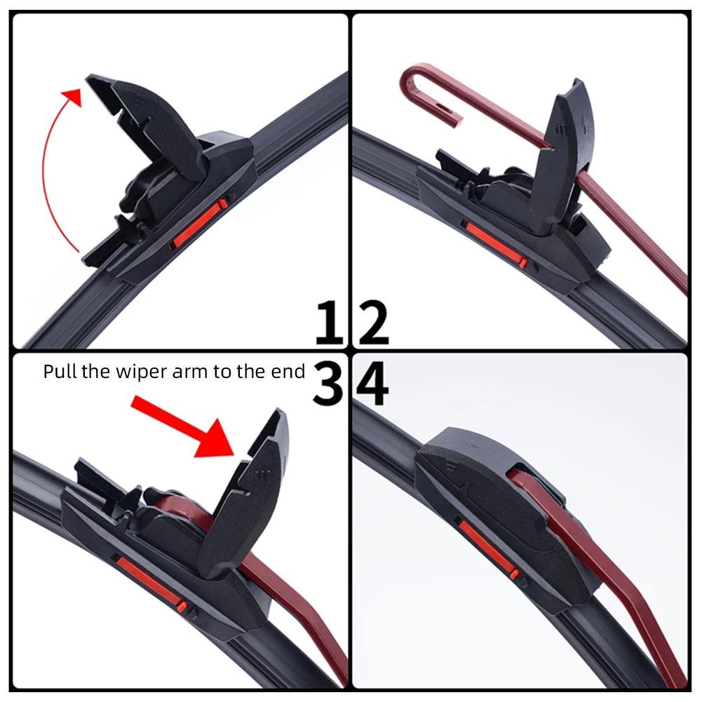Universal Frameless Car Wiper Blades, pára-brisas, Soft Double Rubber Strip, Acessórios para pára-brisas