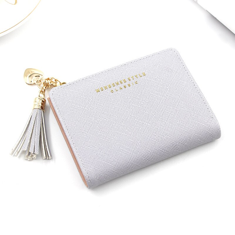 Gland femmes Portefeuille petit Portefeuille mignon femmes court en cuir femmes portefeuilles sac à main avec fermeture éclair portfolio femelle sac à main embrayage: Gray