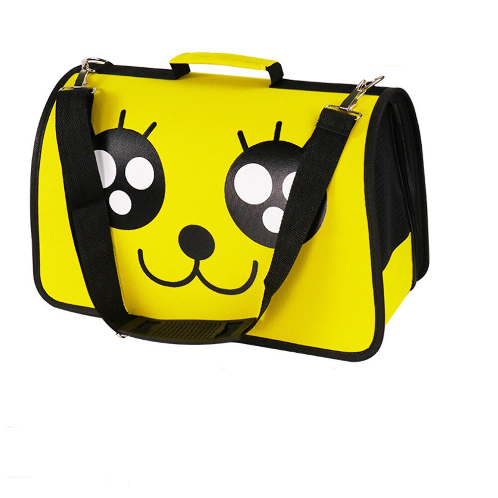Portable Pet Carrier Bag Cat Outdoor Breathable Shoulder Handbag Dog Collapsible Mesh Folding Cage Puppy Travel Kitten Backpack: YELLOW / 42x20x25cm