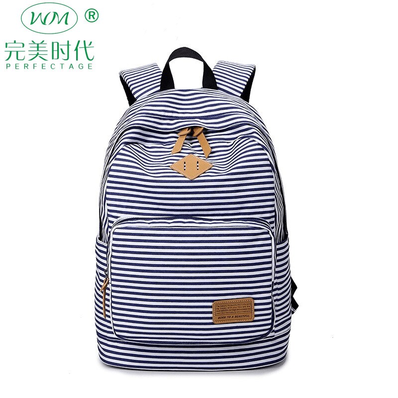 Grote Capaciteit Koreaanse Mooie Meisje Rugzak Vrouwelijke Student Schooltas Japanse Canvas Preppy Stijl Strip Reistas Vrouwen