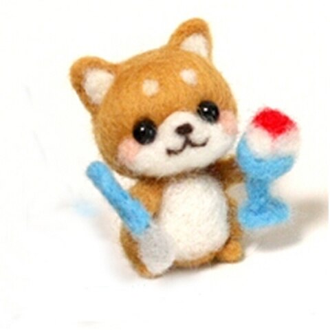 Lmdz 1 st set ull för filt pysselpaket panda, katter, hundar, kanin, rådjur, lejon, stämplar nålfiltning, shiba inu set djur diy: Materialpaket 6