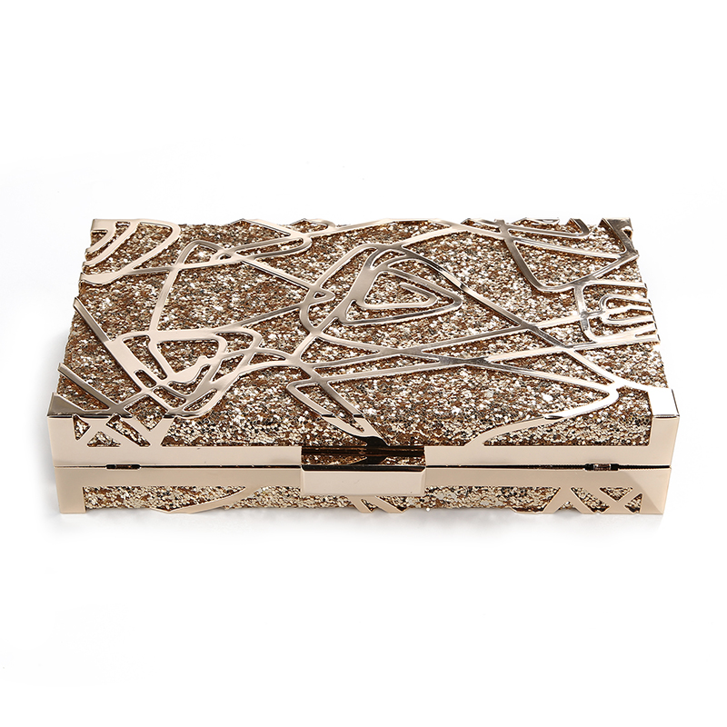 Metall geometrisk gull clutch vesker paljett clutch veske luksus veske dame vesker skulderveske  zd1349