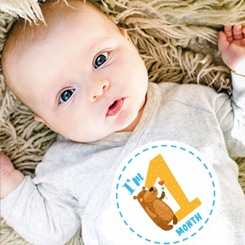 12 baby mijlpaal stickers maandelijkse foto foto rekwisieten voor jongen of meisje baby rompertje , 1st jaar maanden buik sticker