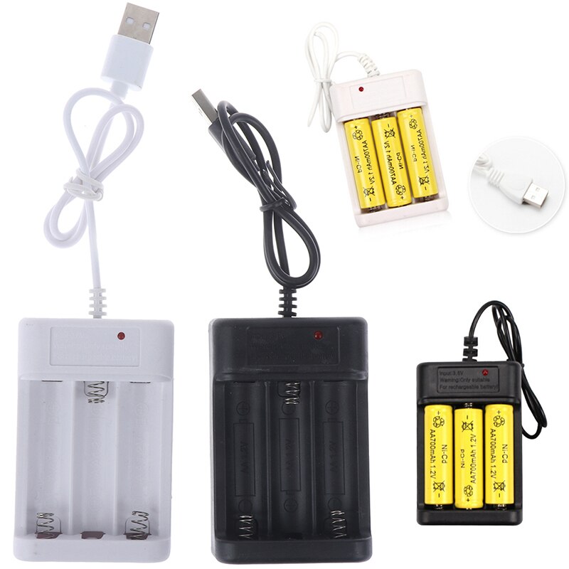 USB Plug Charger DC5V 1A 1.2V 3 Slot AA/AAA Rechargeable Battery Charger Adapter