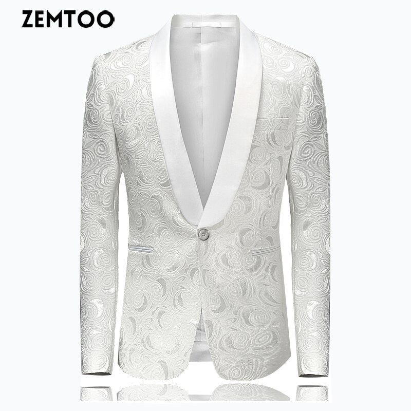 ZEMTOO Men's High-end formal cashew flower jacket business casual top wedding suit FD018