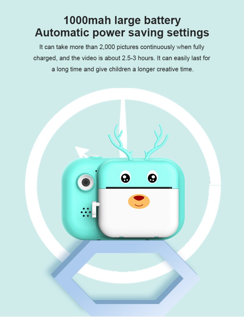 Cámara de impresión instantánea para niños, 16 GB, impresora de fotos de animales para niños, niñas, niños, de cumpleaños, cámara Digital