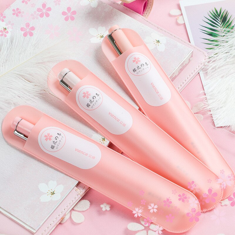 Korean Cherry Blossoms Gel Pen Set Fine Point Pens Full Needle Black Watery Signature Pen Kawaii School Supplies Stationery