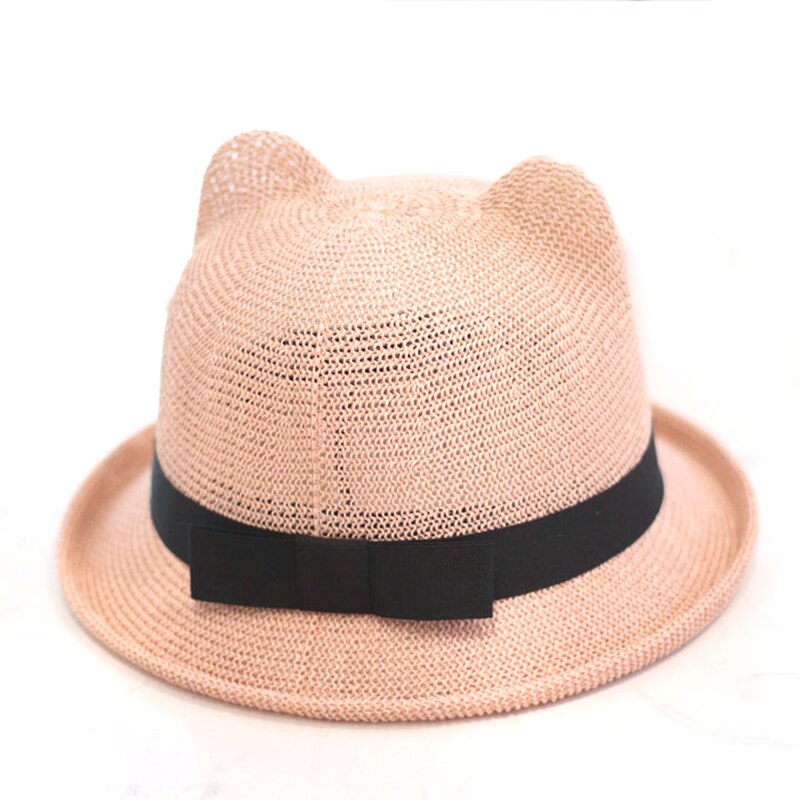 Sommar söt dam hatt med öra vanlig pappersfiber enkel solhatt flicka hatt hink mössa tecknad hatt andas kvinnor: 1