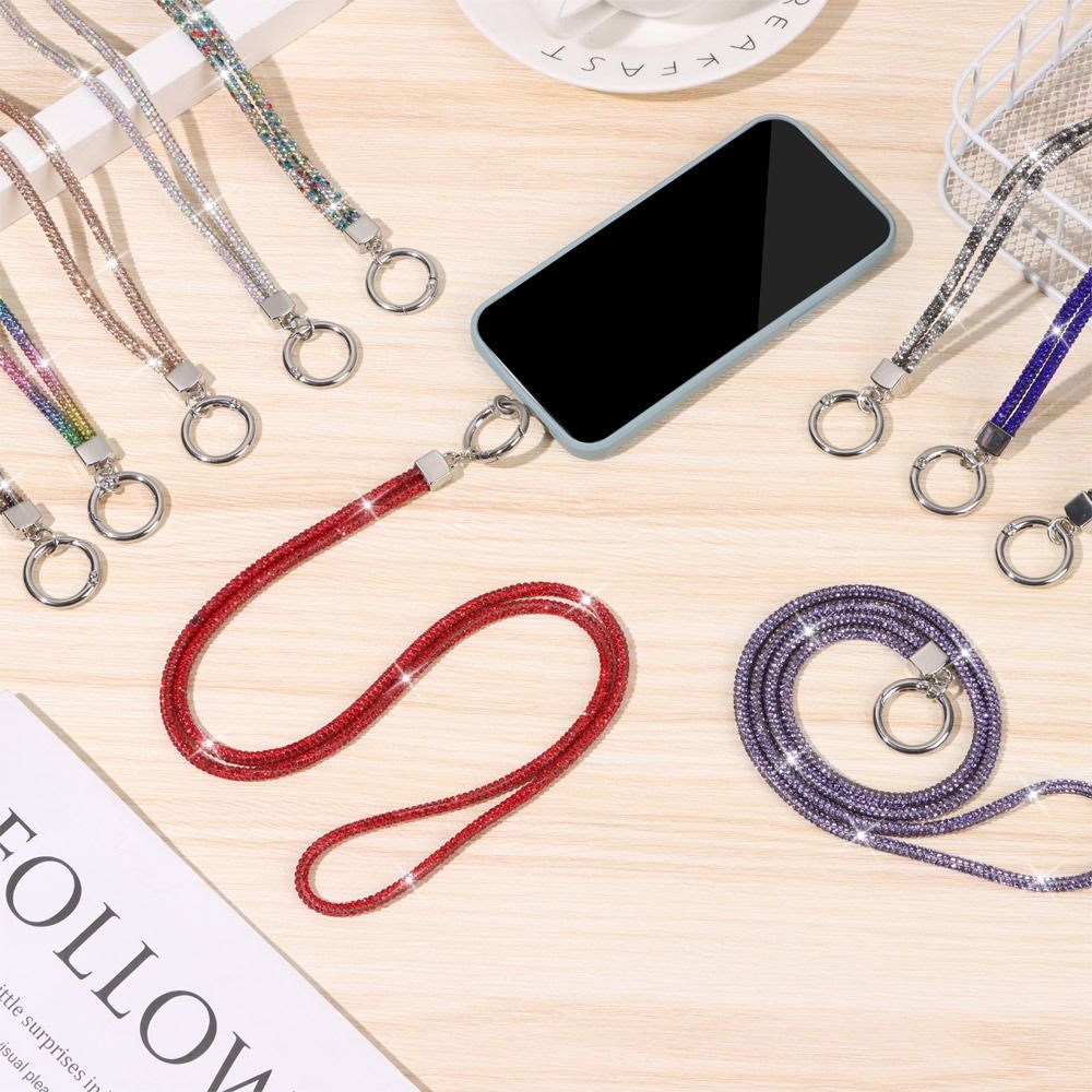 Brokatowa smycz do telefonu ze strasem luksusowa moda Bling diamentowy kryształ zapobiegający zgubieniu liny paski na nadgarstek wiszący sznurek zapobiegający zgubieniu liny