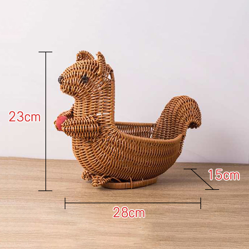 Simulated Animal Imitation Rattan Woven Storage Basket Household Storage Decoration Decoration Fruit Toy Basket Handmade Crafts: light yellow