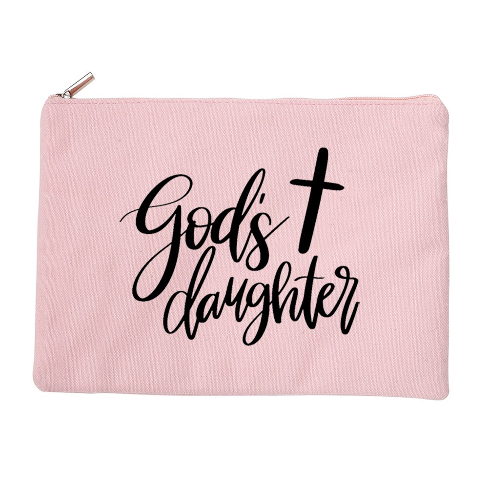 Miłość jezus kosmetyczki torba dla kobiet rozmiar podróży makijaż torebka na suwak torebka płótno ołówek szminka torba mój bóg Christian: W17151-TBPK-D