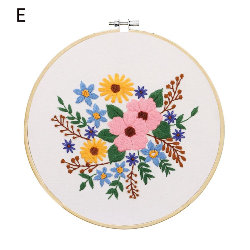 Beginner Flower Embroidery Kit Bag Painting Crafts DIY Material Kits Punch Needle Handmade Needlework Kit Home Wall Decor: E