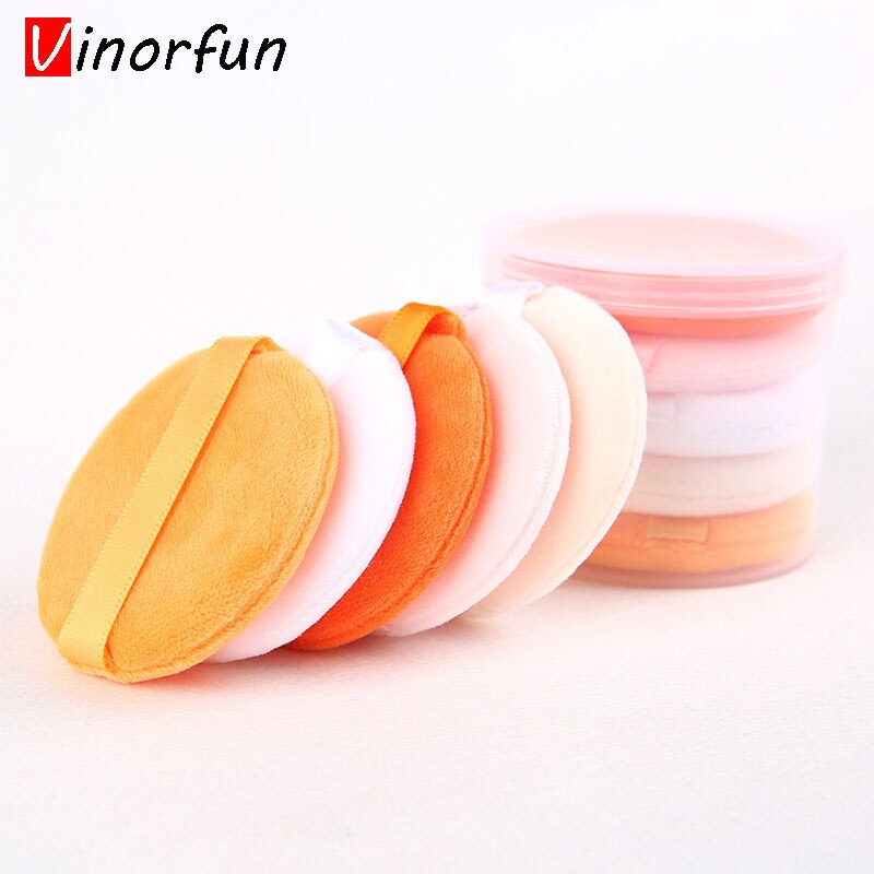 5 stk flocked puff rund facial ansigtspudder foundation puff bærbar blød kosmetisk puff makeup foundation